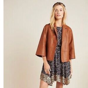 Anthropologie Embroidered Leather (faux) Jacket